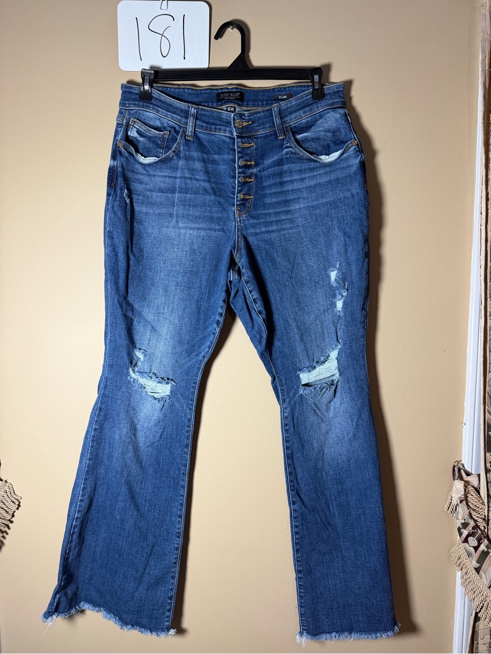 Judy Blue Distressed Medium Blue Flare Jeans